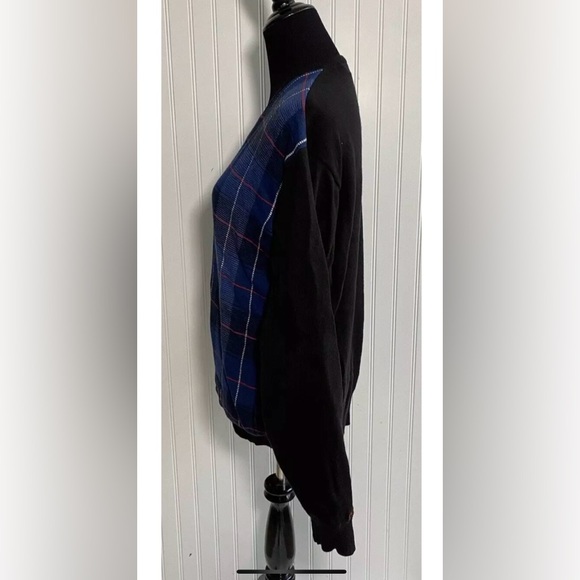 Polo Golf Ralph Lauren V Neck Sweater Size Large 100% Cotton Black Blue Preppy - Picture 6 of 14